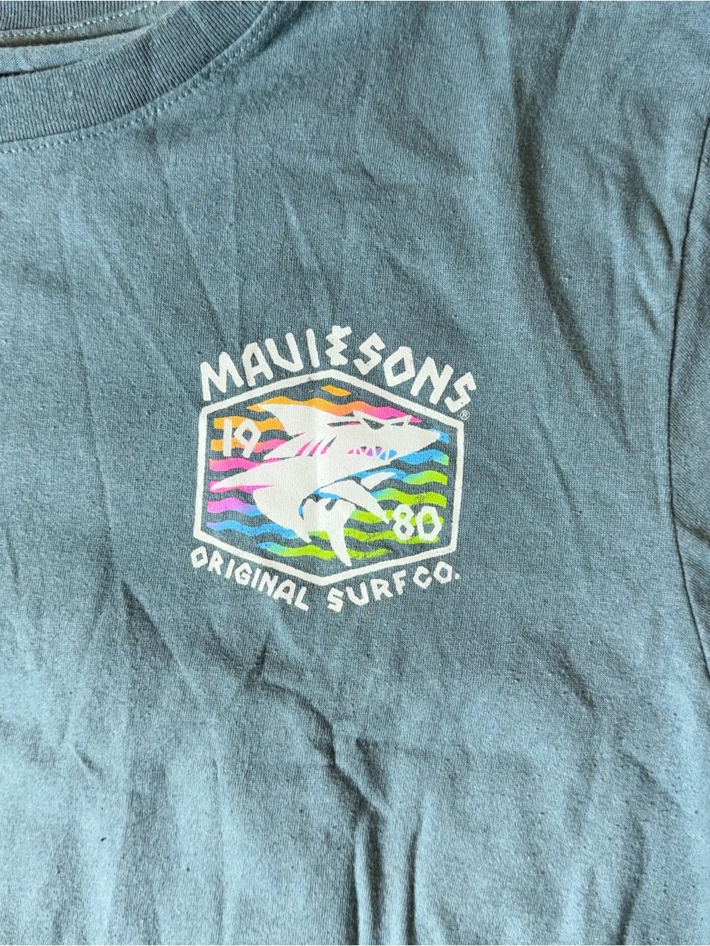 Maui and Sons Dusty Blue Logo Tee